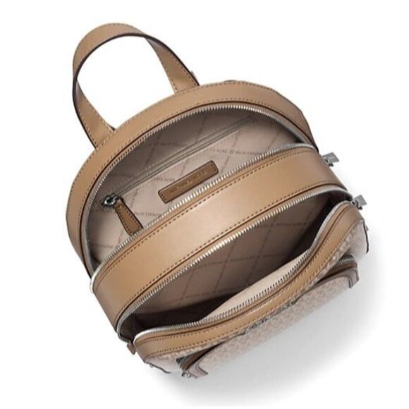 New Michael Kors Jaycee Medium Ombré Signature Logo Backpack Husk - Picture 3 of 4